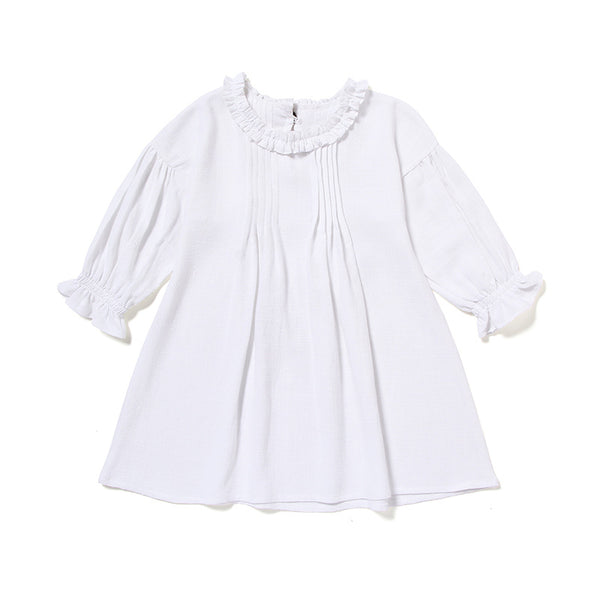 Vestido Infantil de Lino con Encaje y Mangas Largas - Image 11