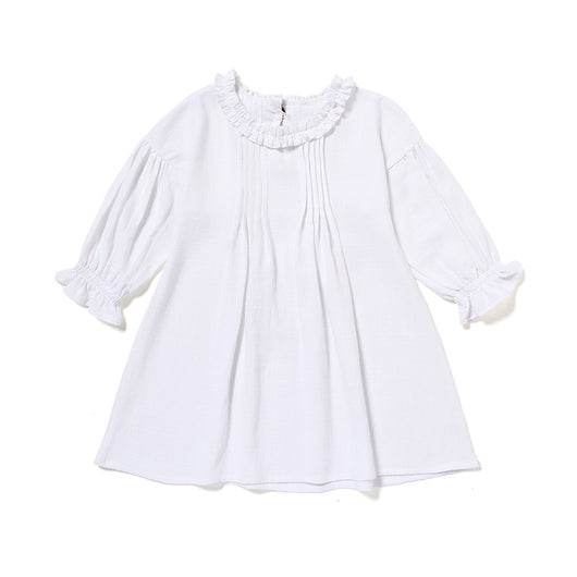 Vestido Infantil de Lino con Encaje y Mangas Largas - Image 11