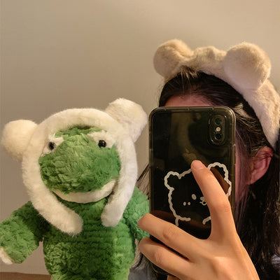 Diadema Orejas de Oso con Mascarilla Facial - Accesorio Spa y Cuidado Capilar