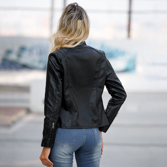 Chaqueta de Cuero para Mujer con Cierre de Cremallera - Diseño Clásico Elegante - Image 2
