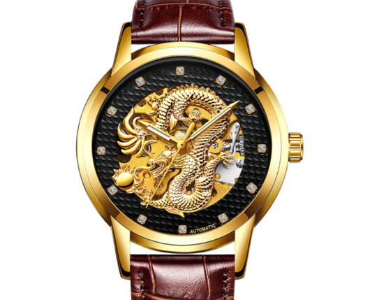 Reloj Empresarial Dragon Dorado Automático Resistente al Agua con Esfera Luminosa - Image 8