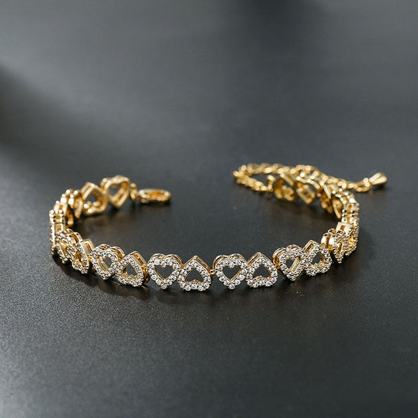 Pulsera de Diamantes para Niña con Corazón Completo de Brillantes