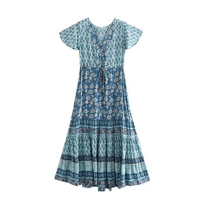 Vestido Corto Escote V Manga Corta Estilo Festivo - Image 6