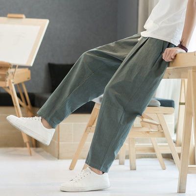 Pantalones Casuales de Algodón y Lino Hombre - Corte Recto Relajado - Image 10