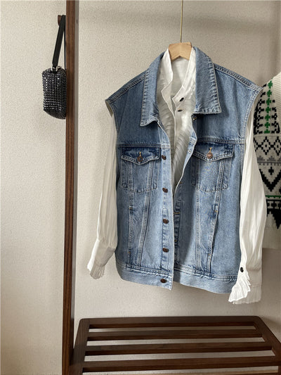 Chaleco Denim Suelto sin Mangas para Mujer - Image 10