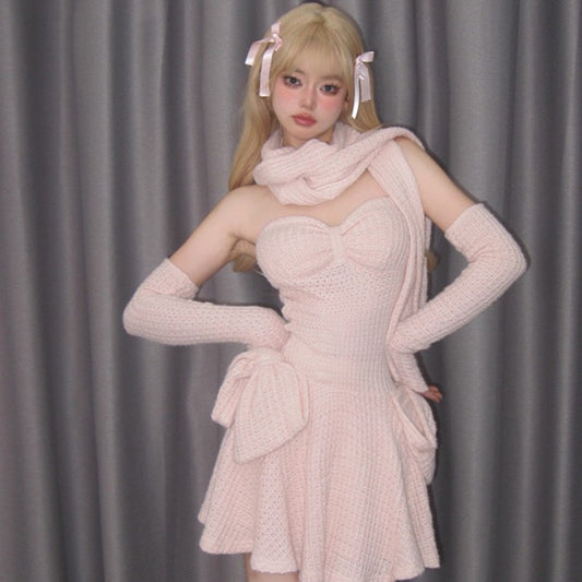 Vestido Strapless de Punto Maíz con Soporte Integrado