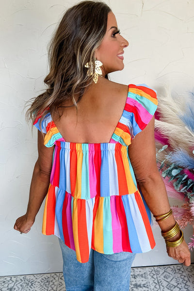Chaleco Cuello Cuadrado con Rayas Contraestampadas para Primavera y Verano - Image 14