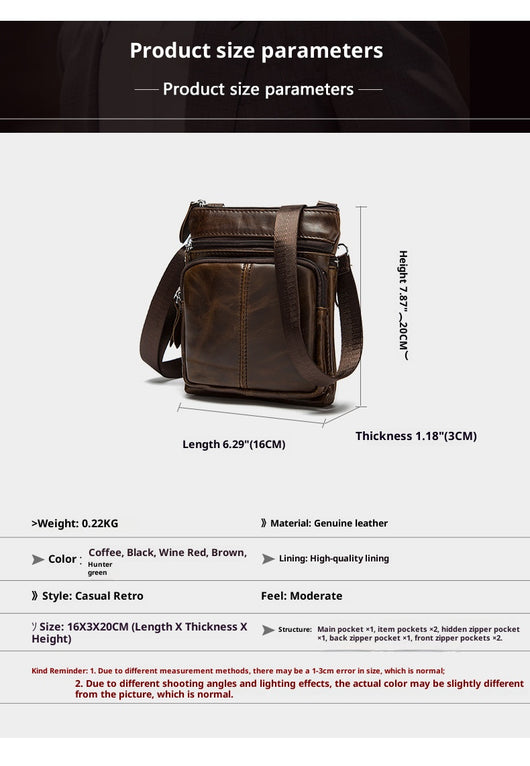 Bolsa Bandolera de Cuero Genuino para Hombre - Estilo Casual - Image 16