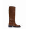 Botas Altas de Cuero Vacuno Vintage Marrón para Mujer