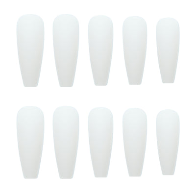 Uñas Postizas Blancas Largas con Textura Esmerilada - Image 5
