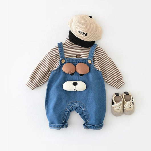 Overol Denim Infantil Estilo Vaquero con Diseño Perrito Cartoon - Image 6