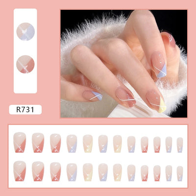 Uñas Postizas con Degradado Color Block - Set de 24 Piezas para un Look Sofisticado - Image 14