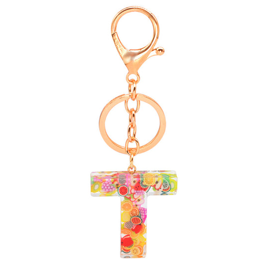 Llavero de Resina con Letras y Frutas - Diseño Europeo Moderno - Image 30