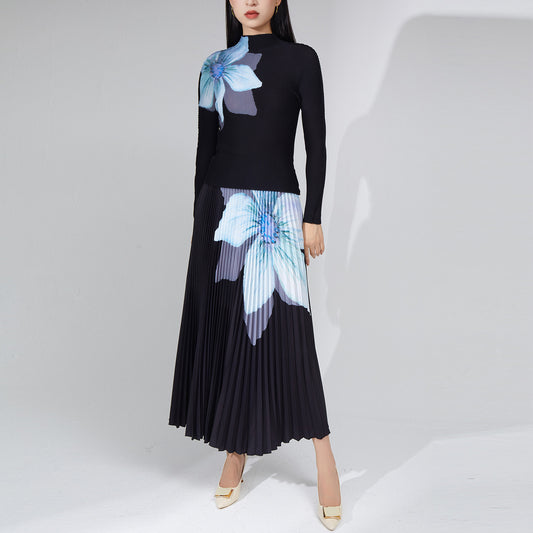 Conjunto de Falda Plisada Otoño - Traje Elegante de Dos Piezas para Mujer