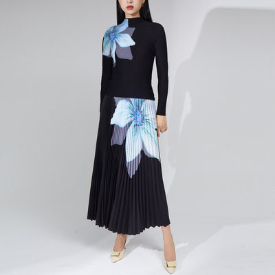 Conjunto de Falda Plisada Otoño - Traje Elegante de Dos Piezas para Mujer