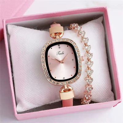 Reloj de Pulsera para Mujer con Brazalete de Diamantes - Conjunto de 2 Piezas - Image 12