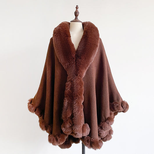 Capa Poncho Oversize con Cuello de Pelaje Irregular - Image 20