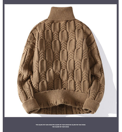 Suéter de Cuello Alto Trenzado para Hombre - Abrigo Casual y Cálido - Image 10