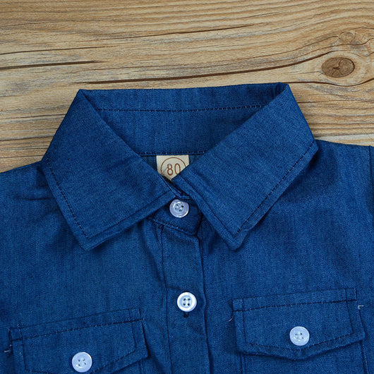 Conjunto de 3 Piezas Infantil Otoño: Blusa Denim, Falda Leopardo y Diadema - Image 11