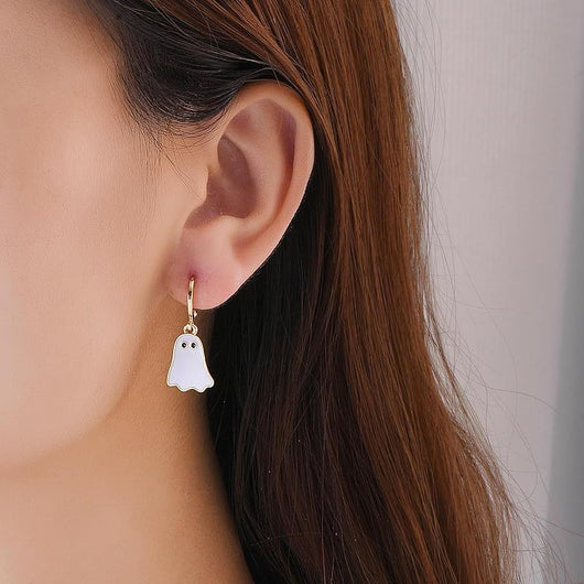Aretes de Aro con Fantasma Dorado para Halloween - Image 5