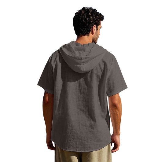 Camisa Suelta con Capucha y Manga Corta para Hombre - Image 41