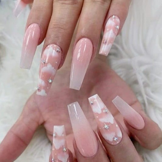 Uñas Postizas Bailarina Desprendibles de Larga Duración