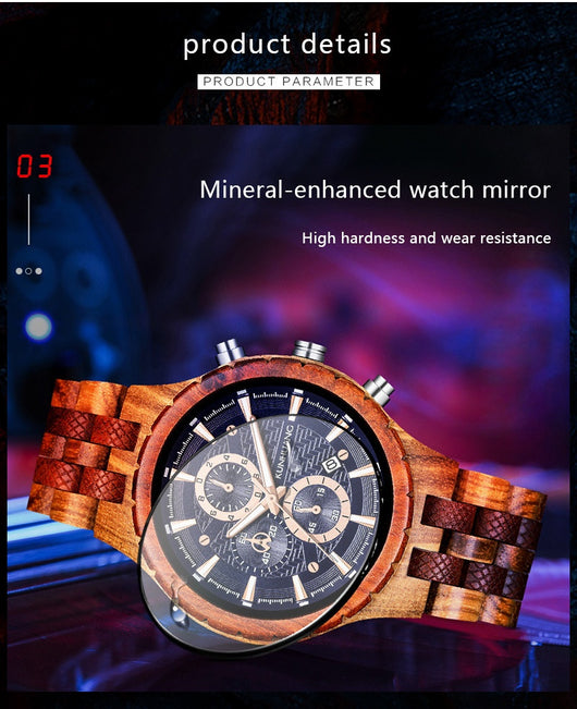 Reloj Deportivo de Madera Multifuncional con Movimiento de Cuarzo - Image 15