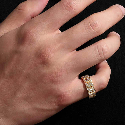 Anillo Cubano de Circonia Cúbica para Hombre con Eslabones de Una Fila - Image 10