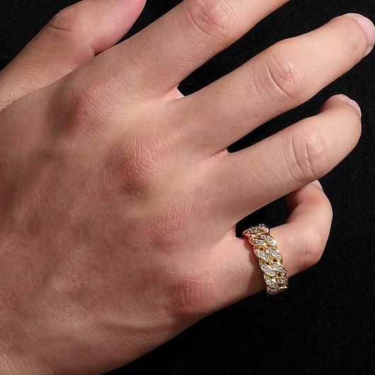 Anillo Cubano de Circonia Cúbica para Hombre con Eslabones de Una Fila - Image 10