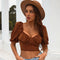 Blusa Halter con Lazo y Mangas Globo Sexy