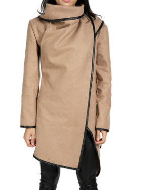 Abrigo de Lana Irregular Estilo Europeo - Gabardina Slim Elegante