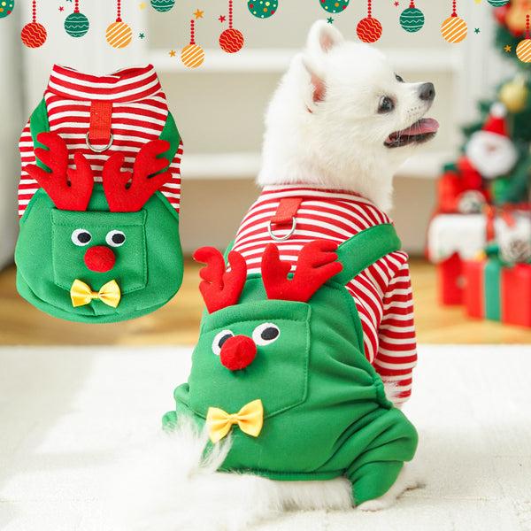 Abrigo Navideño para Mascotas - Suéter Reno con Bolsillo para Perros y Gatos