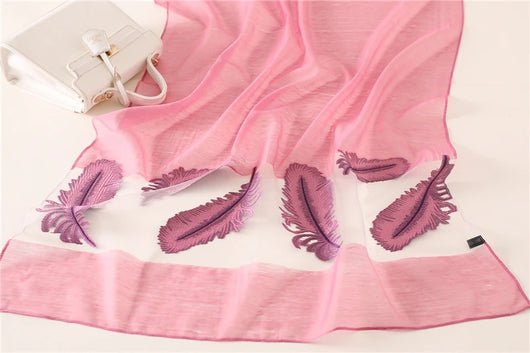 Pañuelo de Seda con Bordado Hueco para Mujer - Estola Ligera Primavera Verano - Image 18