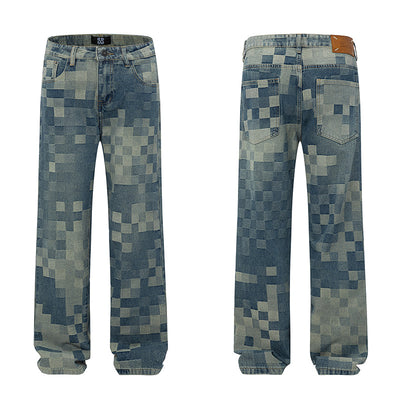 Chamarra Denim Mosaico Estilo Coreano para Hombre - Image 3