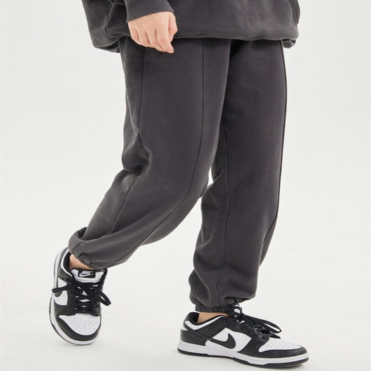 Pantalones de Algodón Terry con Puños Elásticos y Detalles de Terciopelo