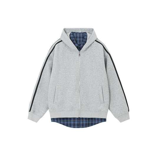 Cardigan Abrigo Cuadrillé con Capucha y Detalles Combinados - Image 2