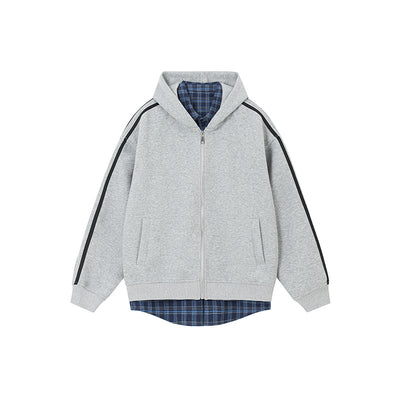 Cardigan Abrigo Cuadrillé con Capucha y Detalles Combinados - Image 2