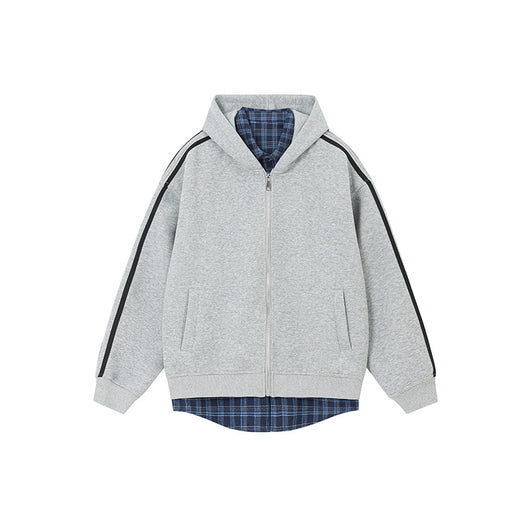 Cardigan Abrigo Cuadrillé con Capucha y Detalles Combinados - Image 2