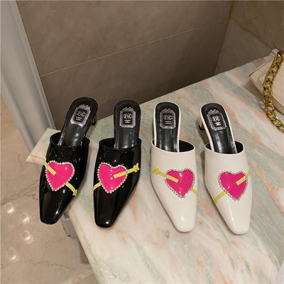 Pantuflas de Tacón Grueso con Punta Cuadrada y Detalles de Cristal - Image 3
