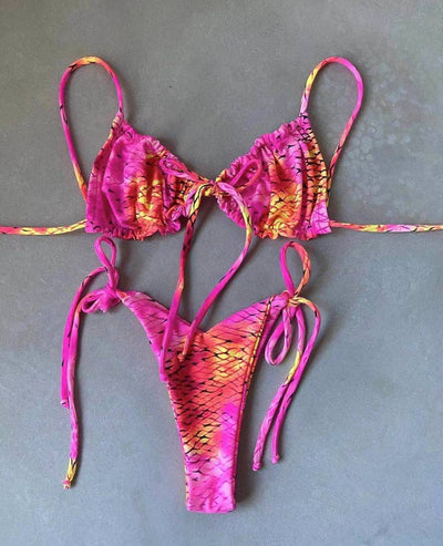 Bikini Deportivo de Tiras Ajustables en Color Sólido - Image 27