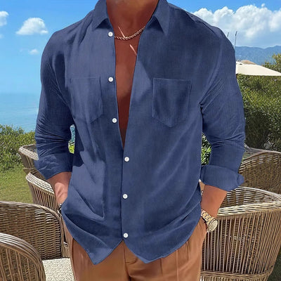 Camisa Manga Larga a Rayas Verticales Casual - Image 3
