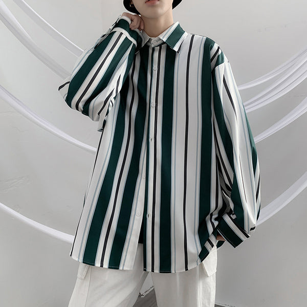 Camisa Retro a Rayas Estilo Hong Kong para Hombre con Diseño Exclusivo