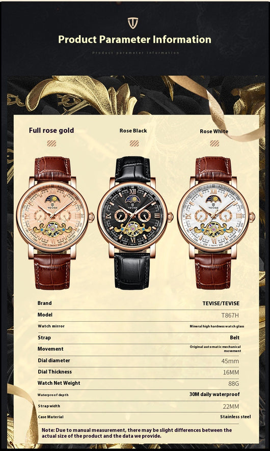 Reloj Mecánico Elegante de Esfera Grande con Calendario - Image 7