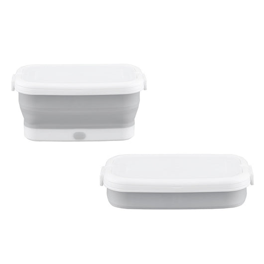 White and grey aromatherapy drying UV sterilization box, disassembled to show collapsible basin, vented lid, and drying rack. - Image 4