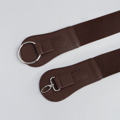 Cinturón Elástico PU Otoño Invierno para Mujer - Café y Negro Elegante - Image 21