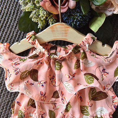 Vestido Infantil Bohemio Gasa Hojas Sin Mangas - Image 7