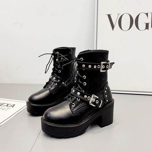 Botas Plataforma para Mujer con Hebilla Remache y Tacón Grueso - Image 10