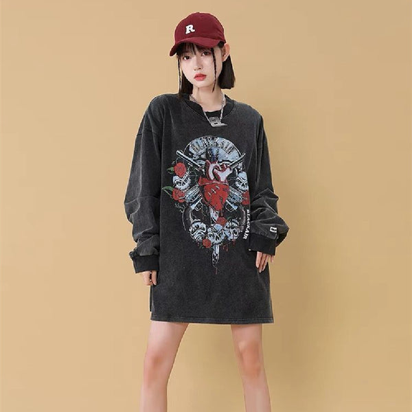 Playera Manga Larga Calavera Dark Demon para Hombre