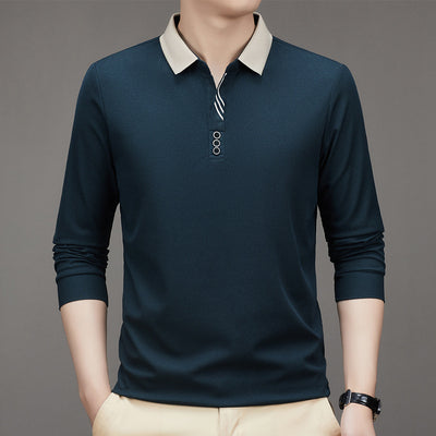 Polo Ejecutivo Otoño Hombre - Camisa Básica Cuello Solapa Color Sólido - Image 3