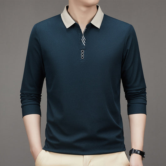 Polo Ejecutivo Otoño Hombre - Camisa Básica Cuello Solapa Color Sólido - Image 3